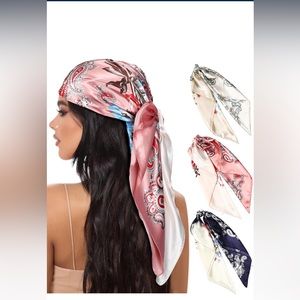 35” Large Square Satin Scarf- 3pack